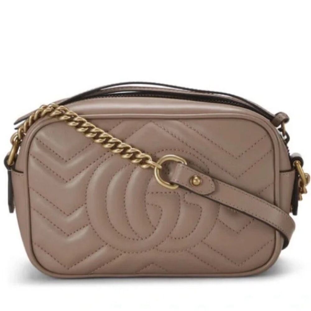Gucci GG Marmont Mini Matelasse Leather Crossbody in Dusty Pink - Picture 13 of 13